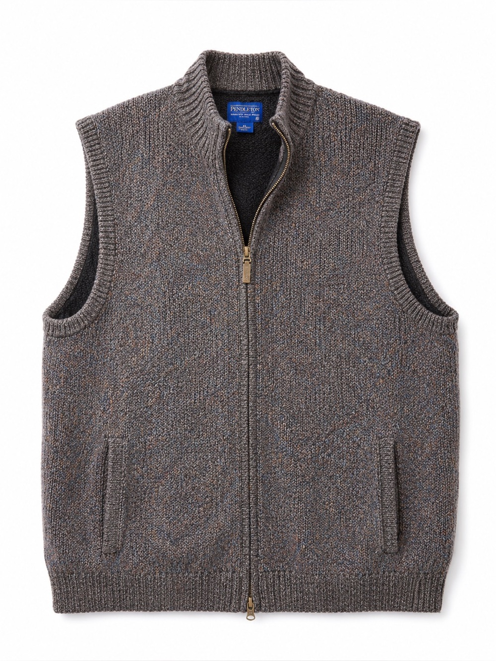 Pendleton Men's Multicolor Heathered Brown Zip Vest 100% wool